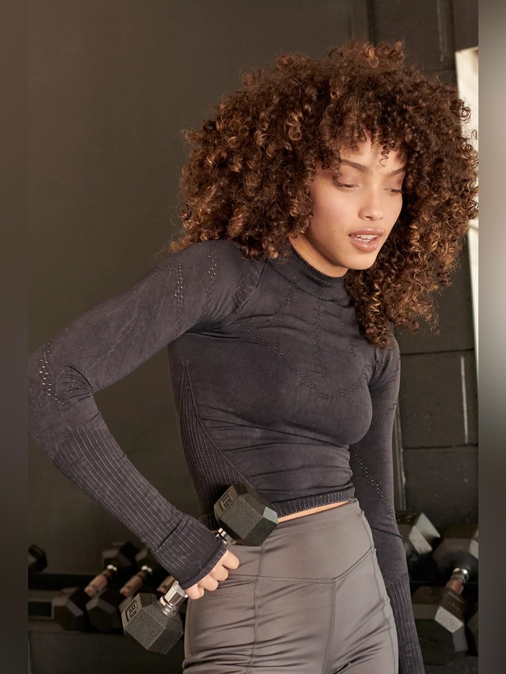 FP: MOVEMENT by FREE PEOPLE GOOD KARMA HIGH-NECK LAYER LONG SLEEVE BLACK M/L